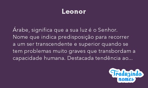 Significado Do Nome LEONOR Detalhes E Origem Do Nome LEONOR Nomes