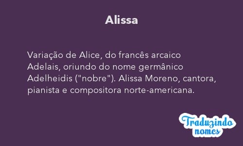 Significado do nome Alissa