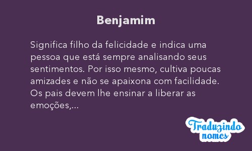 Significado do nome Benjamim na Bíblia - Nomes Bíblicos