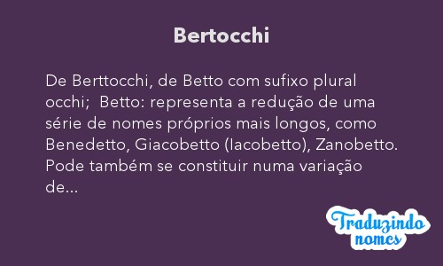 Significado do nome Bertocchi