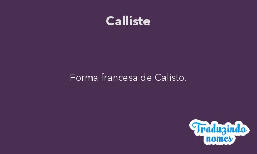 Significado do nome Calliste