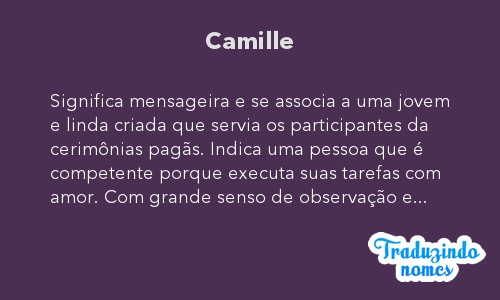 Significado do nome CAMILLE  Signification des noms, Nom