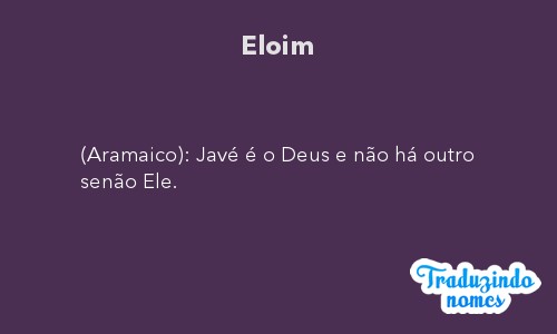 Significado do nome Eloim