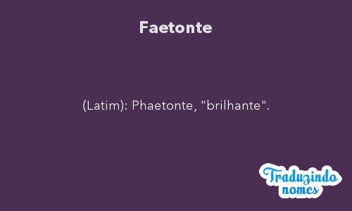 Significado do nome Faetonte