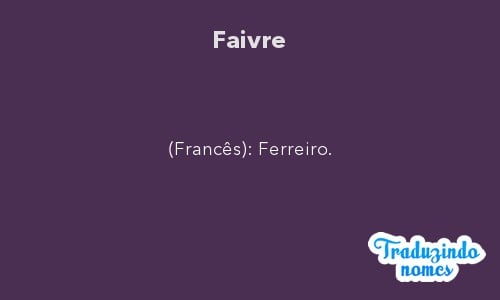 Significado do nome Faivre
