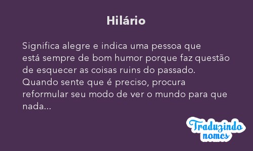 Significado do nome HILÁRIO. Detalhes e origem do nome HILÁRIO - Nomes ...