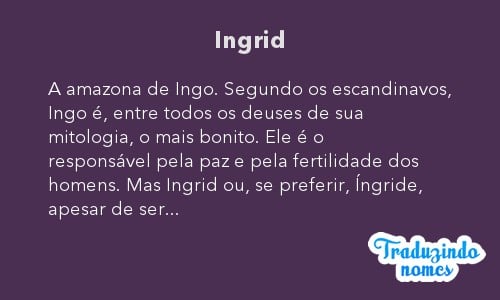 Significado do nome Ingrid
