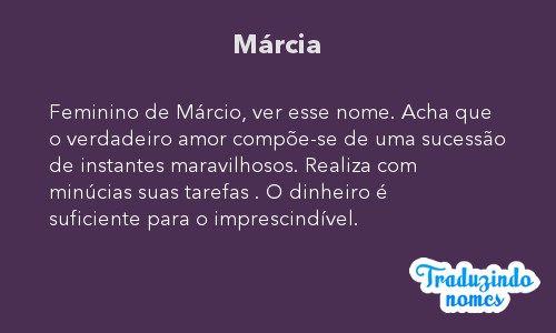 Significado do nome MÁRCIA Detalhes e origem do nome MÁRCIA Nomes ClickGrátis