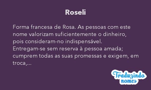 Significado do nome Roseli