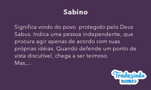 O que significa o nome sabinos?