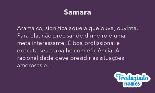 Significado do nome Samara