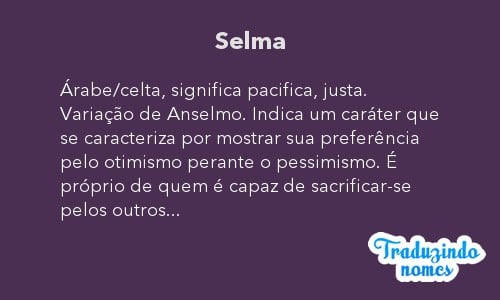Significado do nome Selma