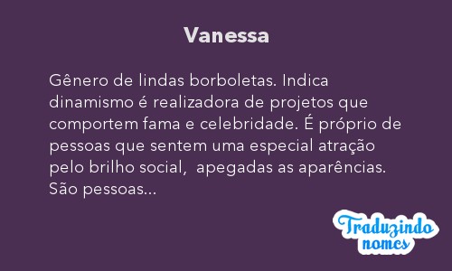 Significado do nome Vanessa