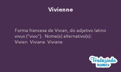 Significado do nome Vivienne